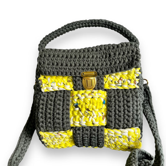 Green and Yellow Crochet handbag