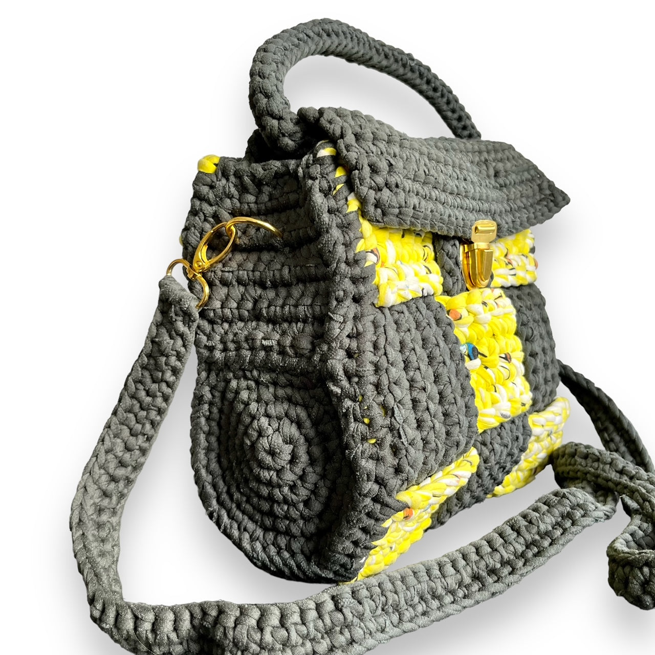 Green and Yellow Crochet handbag